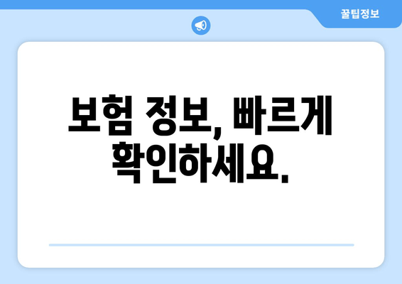 보험 정보, 빠르게 확인하세요.