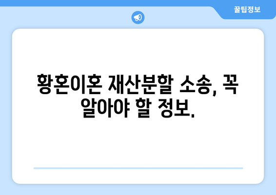 황혼이혼 재산분할 소송, 성공적인 전략 수립 가이드 | 재산분할, 소송 전략, 변호사 상담, 합의