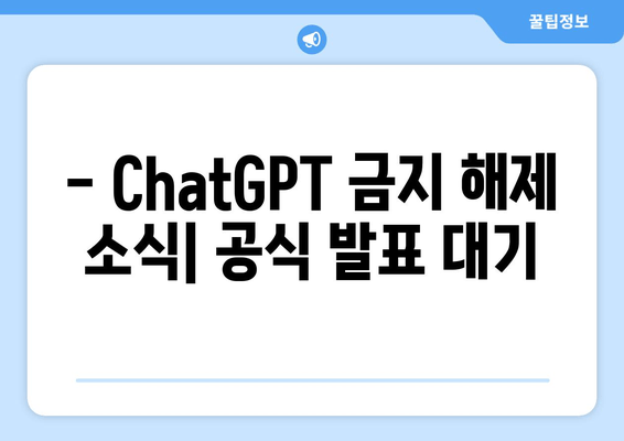 - ChatGPT 금지 해제 소식| 공식 발표 대기