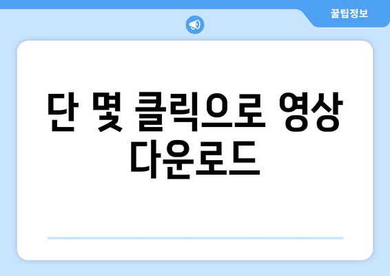 단 몇 클릭으로 영상 다운로드