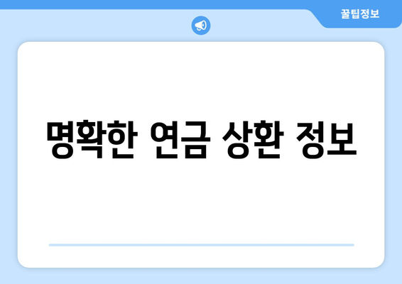 명확한 연금 상환 정보