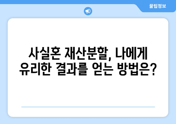 사실혼 재산분할 분쟁, 법적 대응 전략| 성공적인 결과를 위한 핵심 가이드 | 재산분할, 위자료, 소송, 법률 전문가