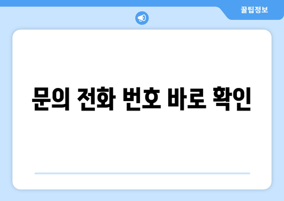 문의 전화 번호 바로 확인