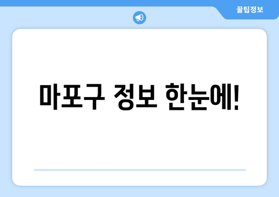 마포구 정보 한눈에!