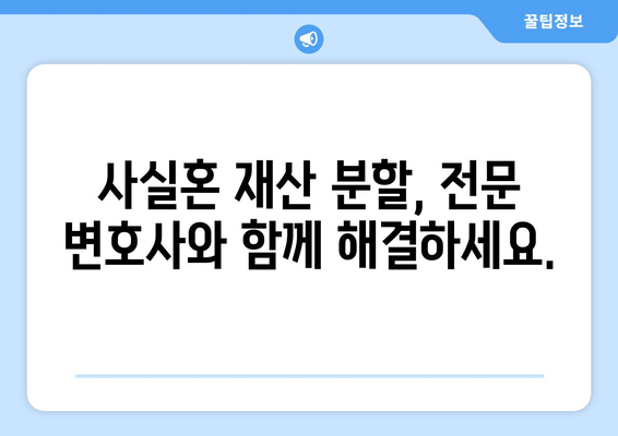 사실혼 관계 재산 분할 갈등, 법적 대변으로 해결하세요 | 재산분할, 위자료, 소송, 변호사, 법률 상담