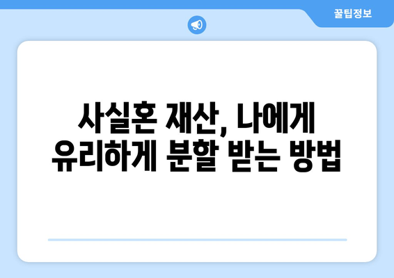 사실혼 재산 분할 갈등, 전문가의 도움으로 해결하세요 | 재산분할, 대변 서비스, 법률 상담