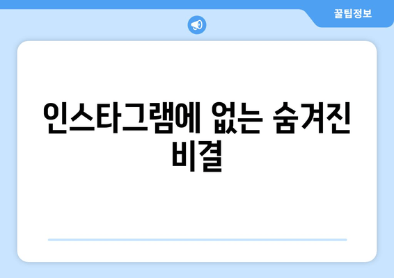 인스타그램에 없는 숨겨진 비결