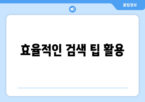 효율적인 검색 팁 활용