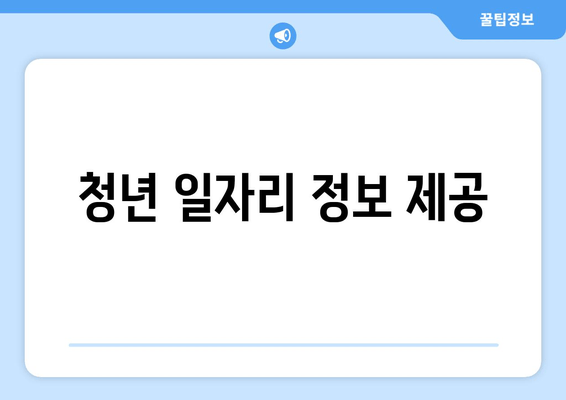 청년 일자리 정보 제공