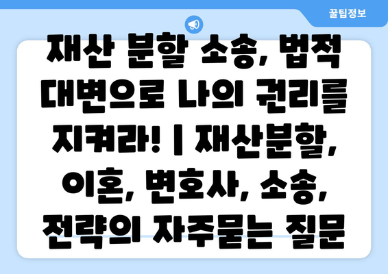 재산 분할 소송, 법적 대변으로 나의 권리를 지켜라! | 재산분할, 이혼, 변호사, 소송, 전략