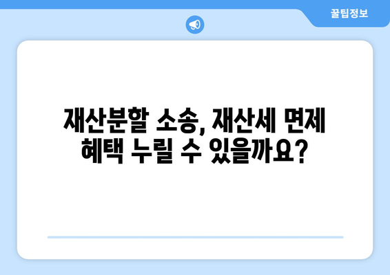 재산분할 소송 시 재산세 면제 조항 적용 가능할까요? | 재산분할, 재산세, 면제, 소송, 법률 정보