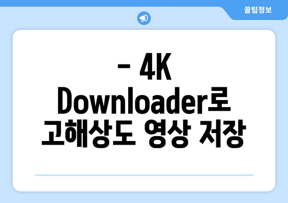 - 4K Downloader로 고해상도 영상 저장