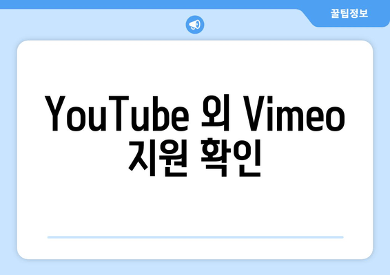 YouTube 외 Vimeo 지원 확인