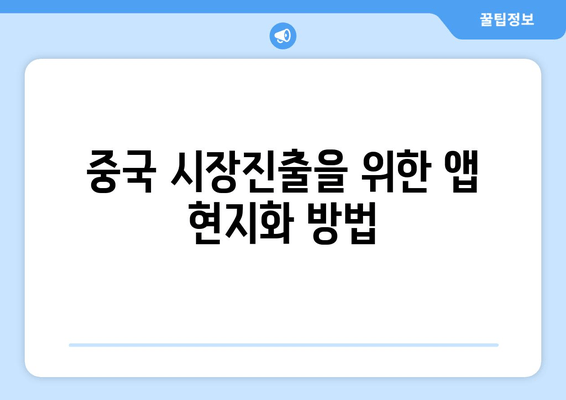 중국 시장진출을 위한 앱 현지화 방법