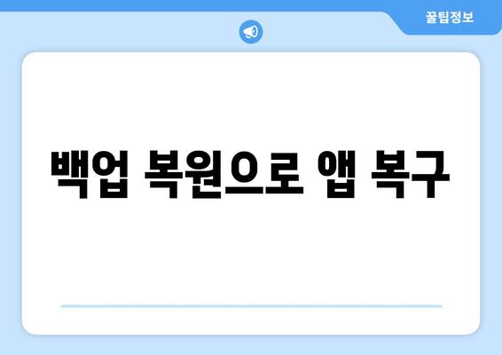 백업 복원으로 앱 복구