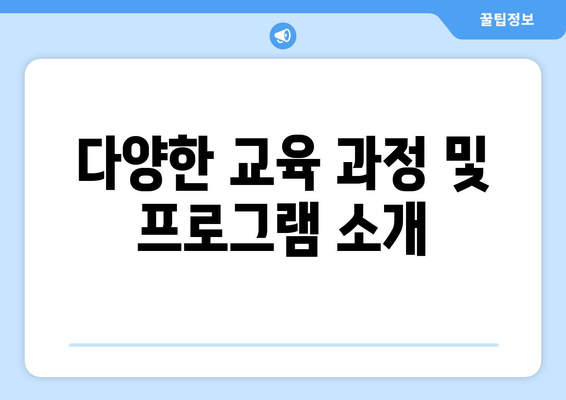 다양한 교육 과정 및 프로그램 소개