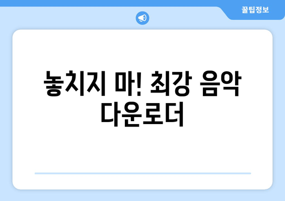 놓치지 마! 최강 음악 다운로더