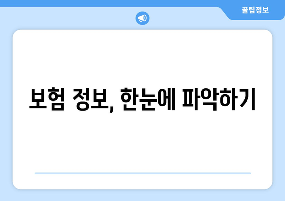 보험 정보, 한눈에 파악하기