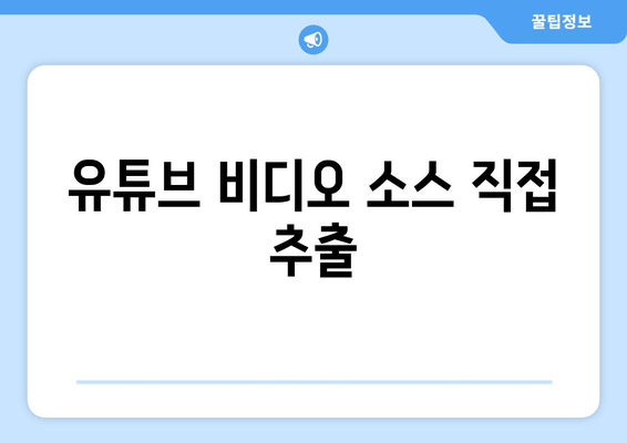 유튜브 비디오 소스 직접 추출