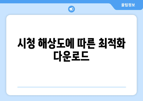 시청 해상도에 따른 최적화 다운로드