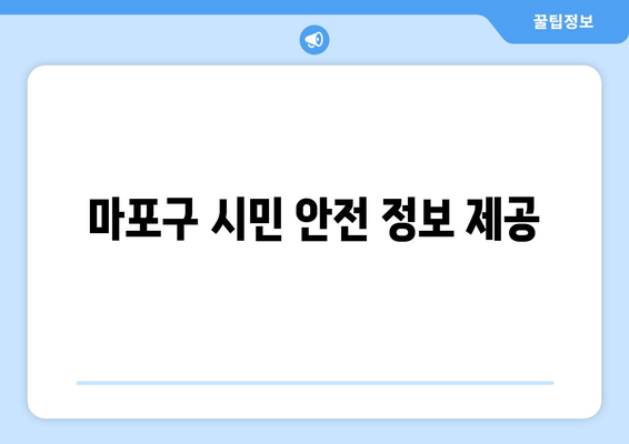 마포구 시민 안전 정보 제공