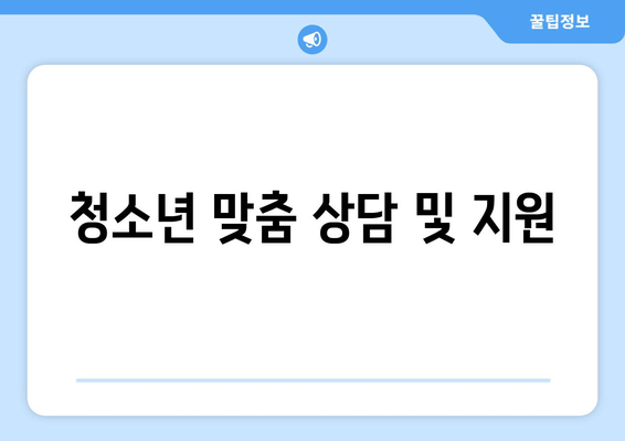 청소년 맞춤 상담 및 지원