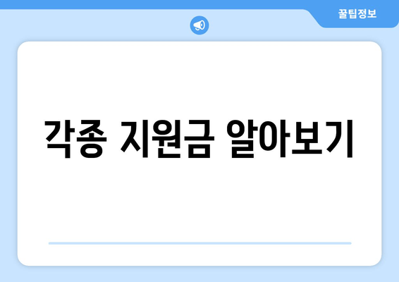 각종 지원금 알아보기