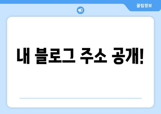 내 블로그 주소 공개!