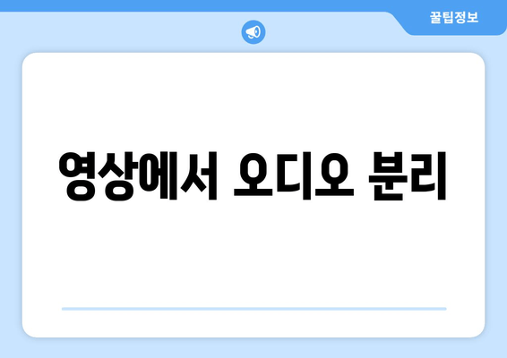 영상에서 오디오 분리