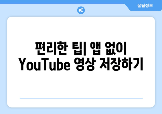 편리한 팁| 앱 없이 YouTube 영상 저장하기