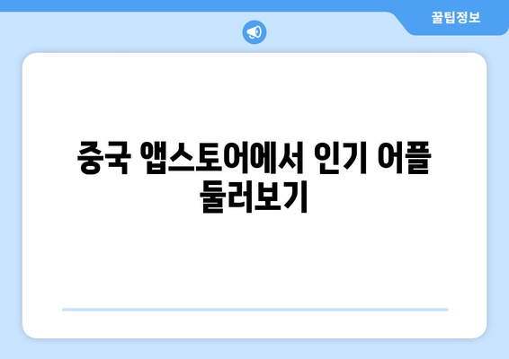 중국 앱스토어에서 인기 어플 둘러보기