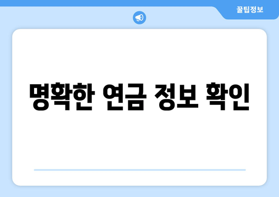 명확한 연금 정보 확인