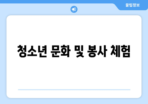 청소년 문화 및 봉사 체험