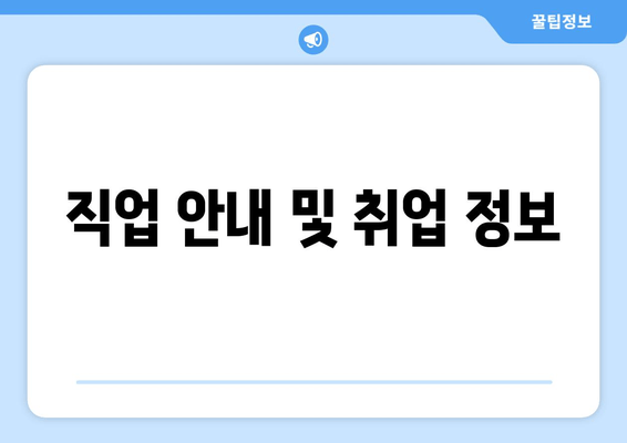 직업 안내 및 취업 정보