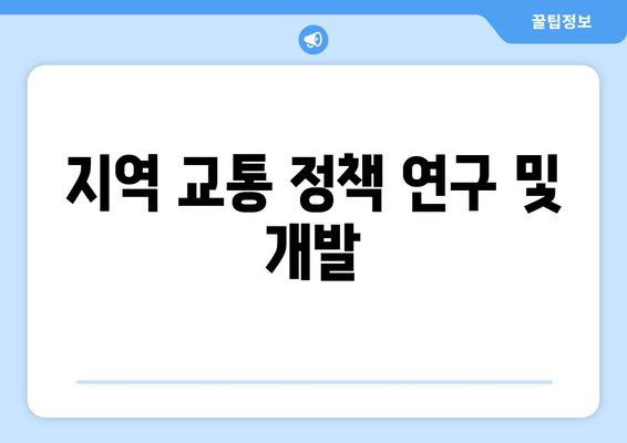 지역 교통 정책 연구 및 개발