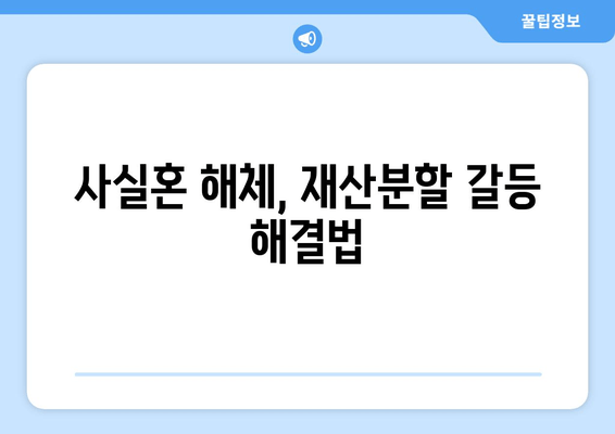 사실혼 해체, 재산 분할 갈등 대변이 꼭 필요한 이유 | 법률 전문가의 조언, 성공적인 재산 분할 전략