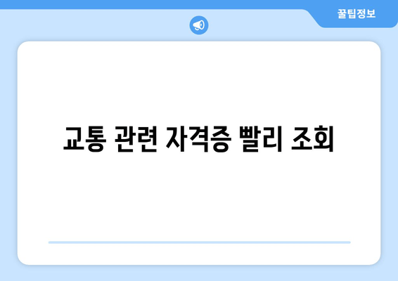 교통 관련 자격증 빨리 조회