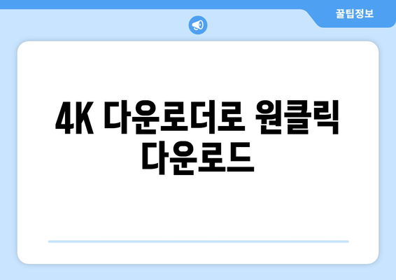 4K 다운로더로 원클릭 다운로드