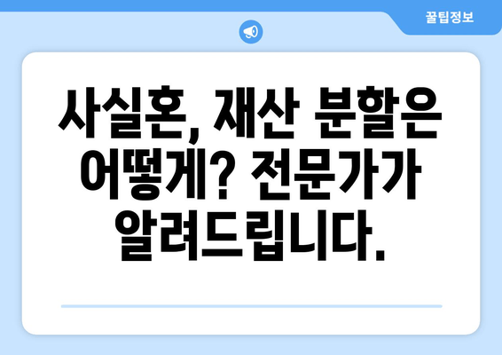 사실혼 재산 분할 갈등, 전문가의 도움으로 해결하세요 | 재산분할, 대변 서비스, 법률 상담