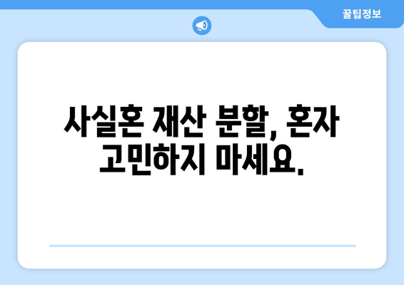 사실혼 재산 분할 갈등, 전문가의 도움으로 해결하세요 | 재산분할, 대변 서비스, 법률 상담