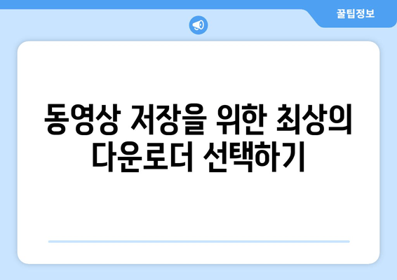 동영상 저장을 위한 최상의 다운로더 선택하기