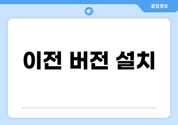 이전 버전 설치