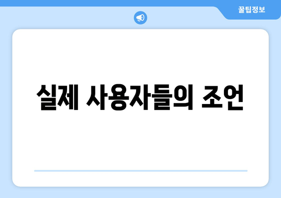 실제 사용자들의 조언