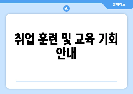 취업 훈련 및 교육 기회 안내