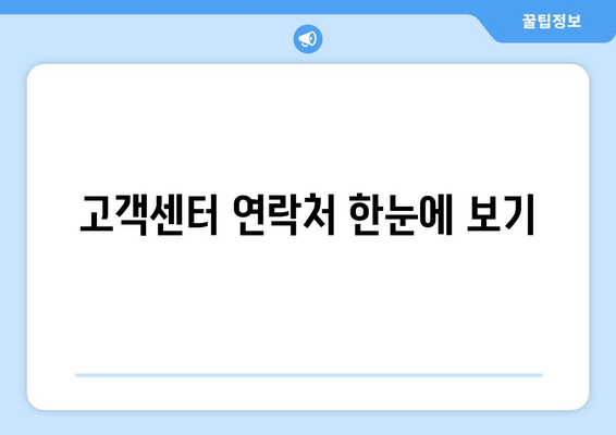 고객센터 연락처 한눈에 보기