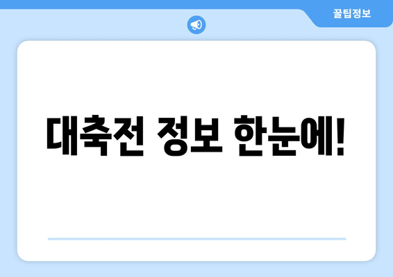 대축전 정보 한눈에!