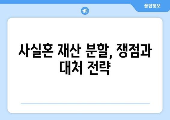 사실혼 재산 분할 갈등, 어떻게 대처해야 할까요? | 법률 전문가와 함께 알아보는 해결 방안