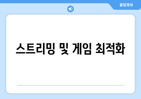 스트리밍 및 게임 최적화