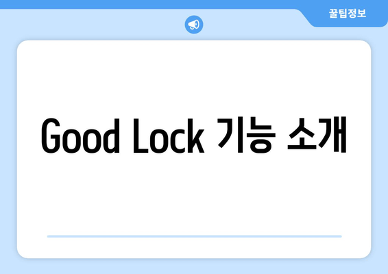 Good Lock 기능 소개