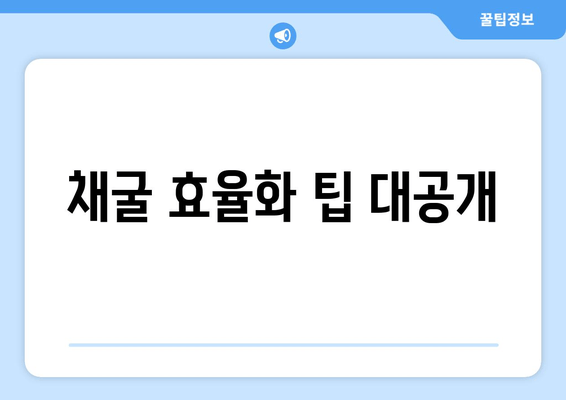 채굴 효율화 팁 대공개